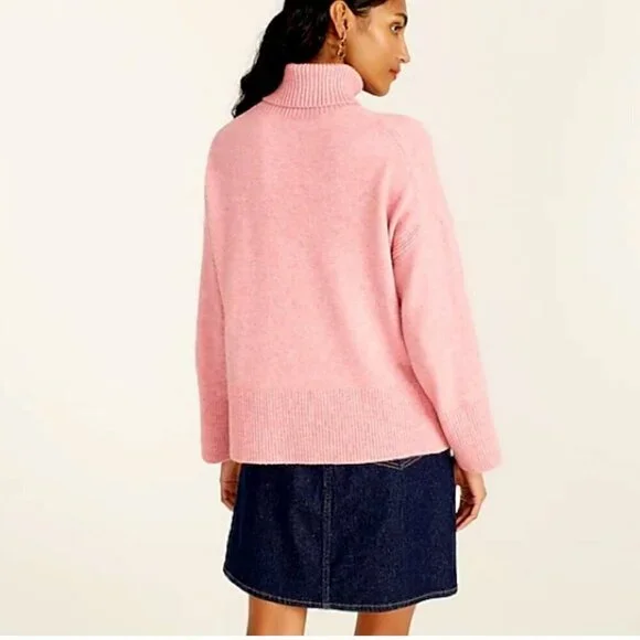 J. Crew Pink Merino Wool Alpaca Knit Turtleneck Sweater in Supersoft Yarn M